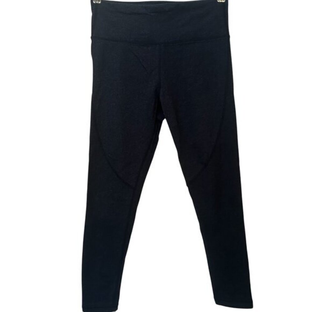 Calvin Klein cropped heathered navy leggings w/ lattice detail at ankles sz S